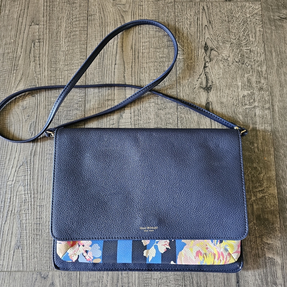ISAAC MEZRAHI NEW YORK blue floral crossbody